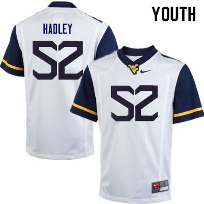 Youth West Virginia Mountaineers NCAA #52 J.P. Hadley White Authentic Nike Stitched College Football Jersey SB15T57UM